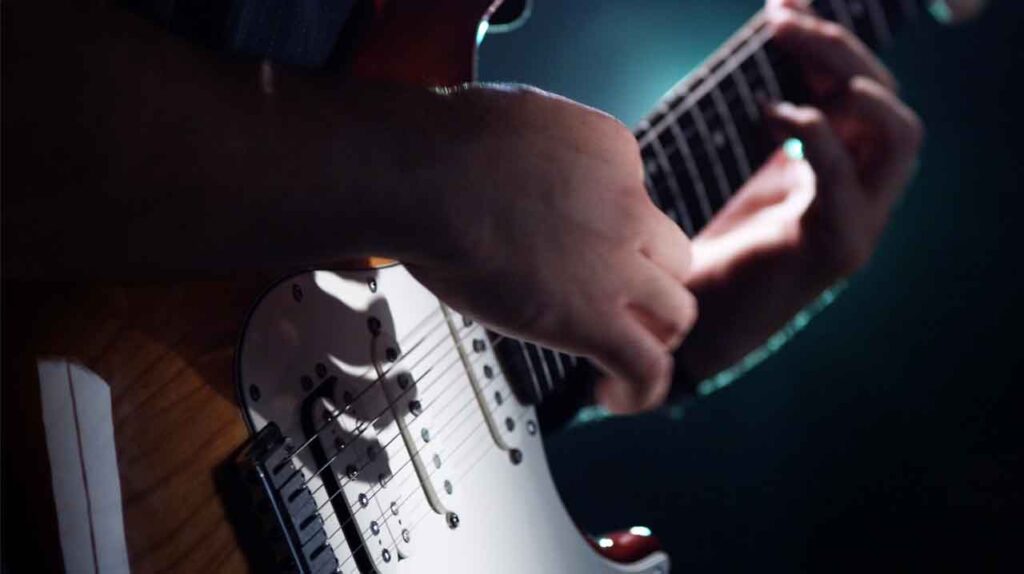 Closeup of electric guitar