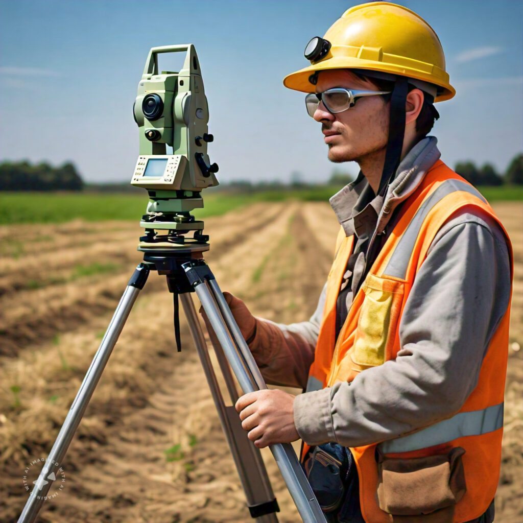 Surveyor using transit
