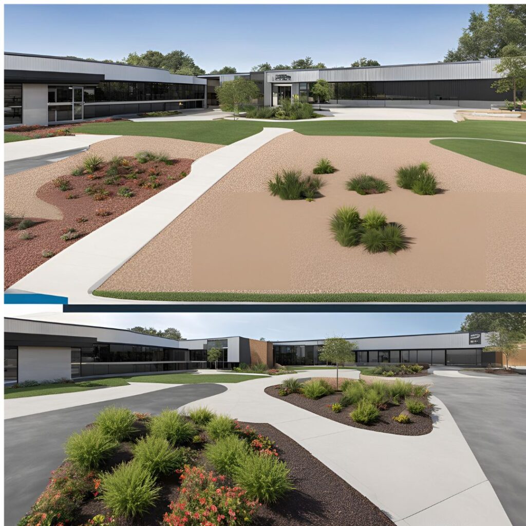 before and after landscaping commercial property